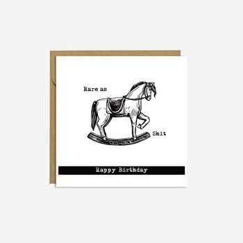 ROCKING HORSE - 'Rare comme merde de cheval à bascule' - Carte d'anniversaire