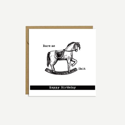 Schaukelpferd – „Rare as rocking horse shit“ – Geburtstagskarte