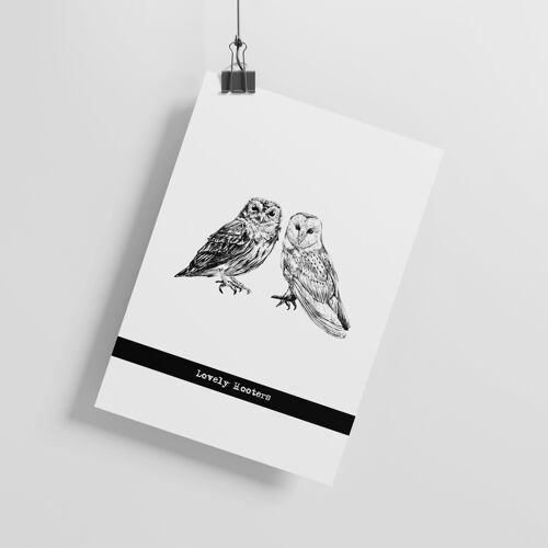 OWL - 'Lovely Hooters' - ART PRINT - A5 Print