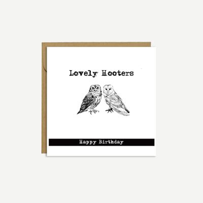 Chouette 'Lovely Hooters' - Carte d'anniversaire