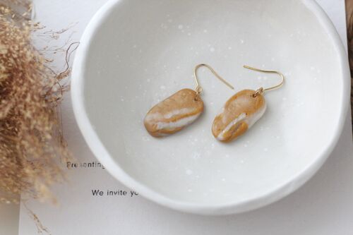 Leila // Gold And Pearl Clay Dangle Earrings