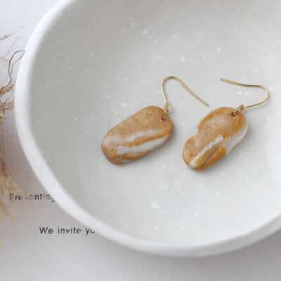 Leila // Boucles D'oreilles Pendantes Or Et Perles Argile