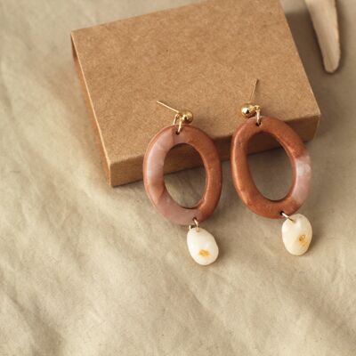 SAHARA // Boucles d'oreilles en argile pendantes en cuivre
