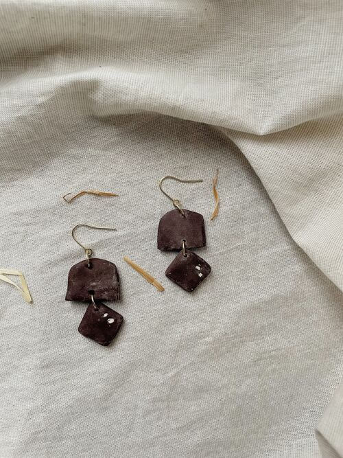 Kaiyah // Rustic Chocolate Clay Dangle Earrings
