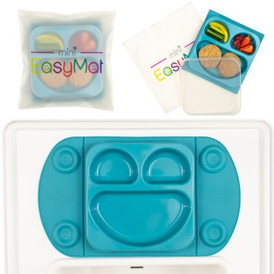 EasyMat Mini Portable Suction Plate with Lid and Carry Case (Teal)