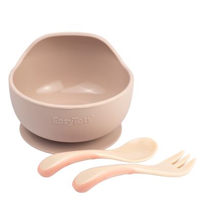 Suction Bowl Mauve (With Cutlery)