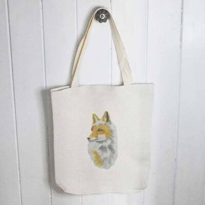 Fox Linen Tote Bag