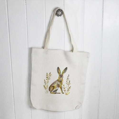 Hare Linen Tote Bag