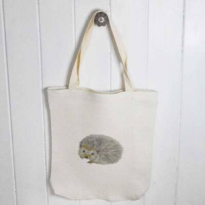 Hedgehog Linen Tote Bag