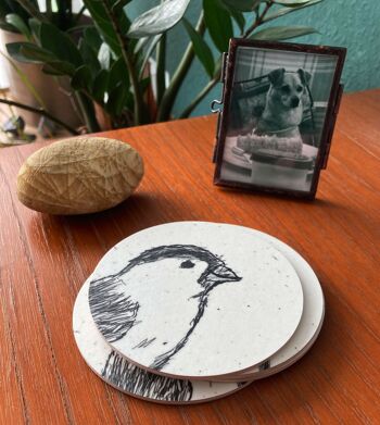 Set de 4 sous-verres en bois Moineau 1