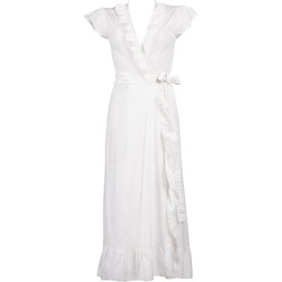 Langes Kleid Tokyo T1 Stickerei Off White