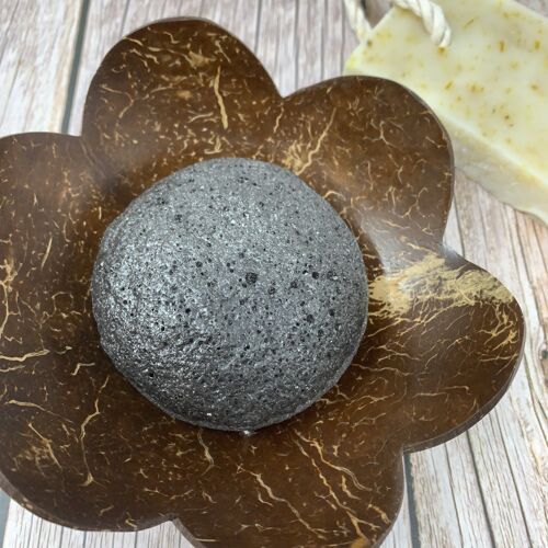 Natural Konjac Sponge Gentle Exfoliating - Black Charcoal