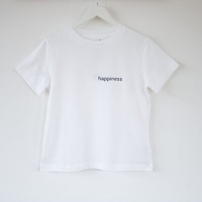 Statement Oversize T-Shirt "happiness" (Weiß)