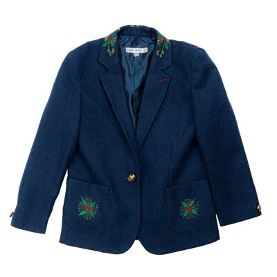 Blue embroidered merino wool jacket