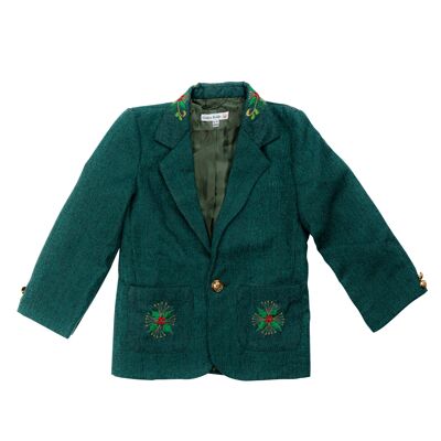 Green embroidered merino wool jacket