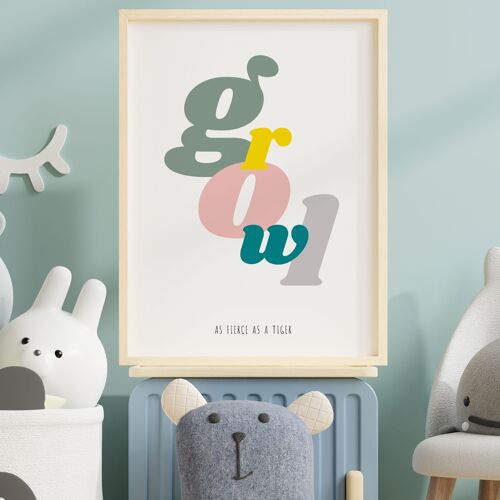 Growl as fierce as a tiger nursery typography print