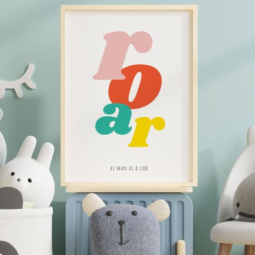 Roar as brave as a lion nursery typography print