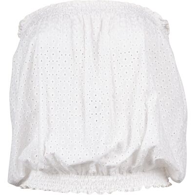 Top con ricamo smock bianco sporco