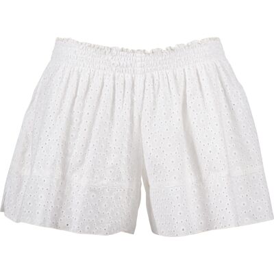 Off White Embroidery Shorts