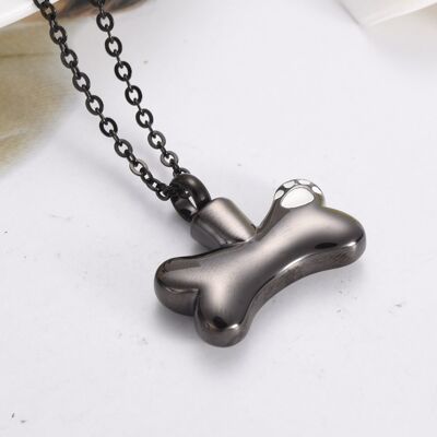 Forever Paws in Memory Memorial Necklace (Black Plated)