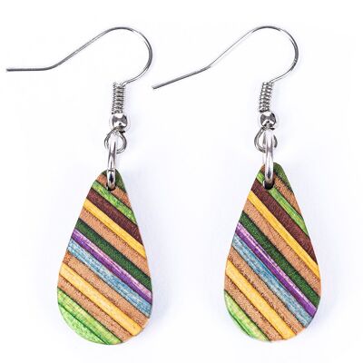 Teardrop Elegant Recycled Skateboard Dangle Earrings