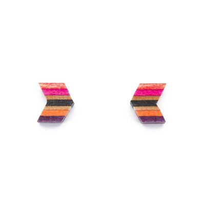 Arrow Colourful Recycled Skateboard Stud Earrings