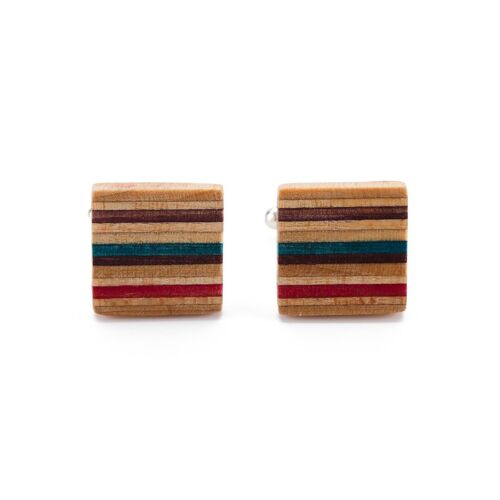 Multicolour Recycled Skateboard Square Cufflinks
