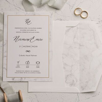 Wedding card 'Classic Marble' - 300 pieces