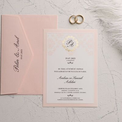 Invitación de boda 'Rose Marble' - 100 uds.