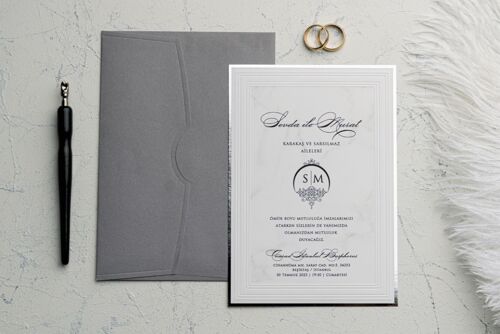 Hochzeitskarte 'Silver Frame' - 75 Stück