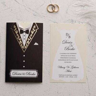 Wedding Card 'Bride & Groom' - 100 pcs