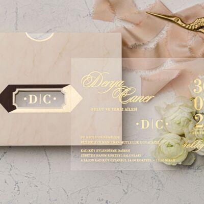 Wedding card 'Classy Transparence' - 50 pieces
