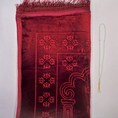 Set tappetino da preghiera XXXL morbido in rosso bacca - senza ricamo