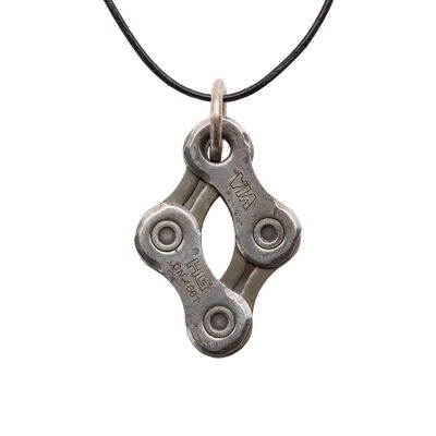 Diamond Recycled Bike Chain Pendant Necklace