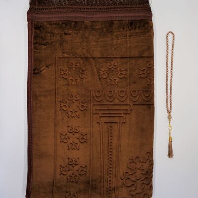 XXXL prayer rug set soft in espresso brown - without embroidery