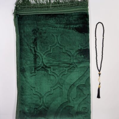 Set tappeto da preghiera XXXL morbido in verde smeraldo - senza ricamo