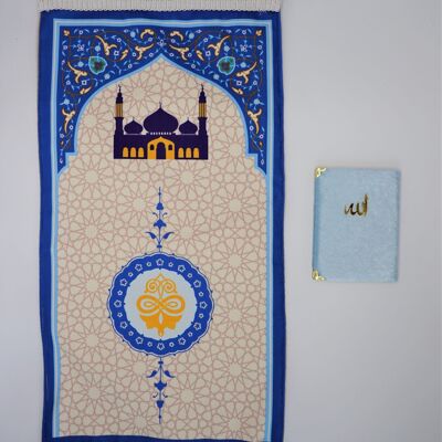 Set Tapis de Prière Enfant Bleu Royal - Sans broderie