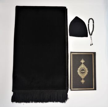 Ensemble de Tapis de Prière en Velours Premium Noir - Sans broderie 1