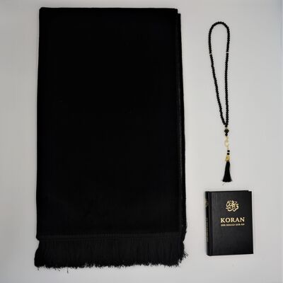 Ensemble de tapis de prière en velours noir - édition allemande - sans broderie