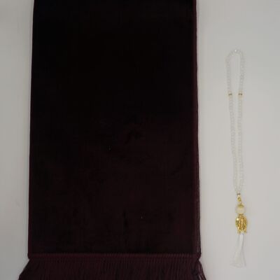 Velvet prayer rug set purple - without embroidery