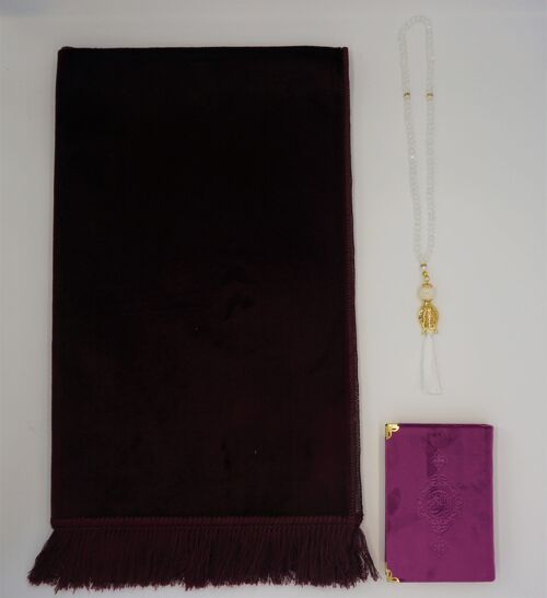 Luxus Samt Gebetsteppich-Set Purple - Ohne Bestickung