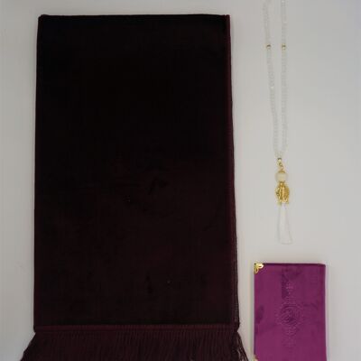 Luxury Velvet Prayer Mat Set Purple - Without embroidery