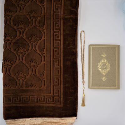 XXL prayer rug set espresso brown - without embroidery