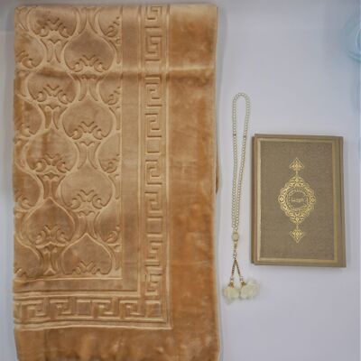 Luxury XXL prayer rug set gold - without embroidery