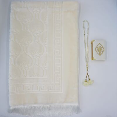 Ladies XXL prayer rug set soft in milky white - without embroidery