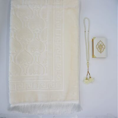 Ladies XXL prayer rug set soft in milky white - without embroidery