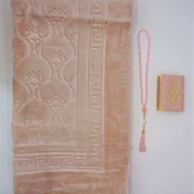 Set tappeto da preghiera da donna XXL morbido in rosa - senza ricamo