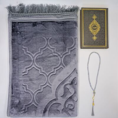 Men's XXXL prayer rug set soft in silver - without embroidery