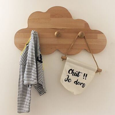 Jeanne the cloud coat hook in wood with 3 hooks