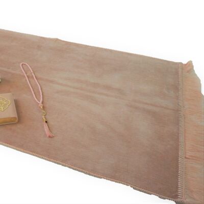 Light Velvet Prayer Mat Set Pastel Pink - Without embroidery
